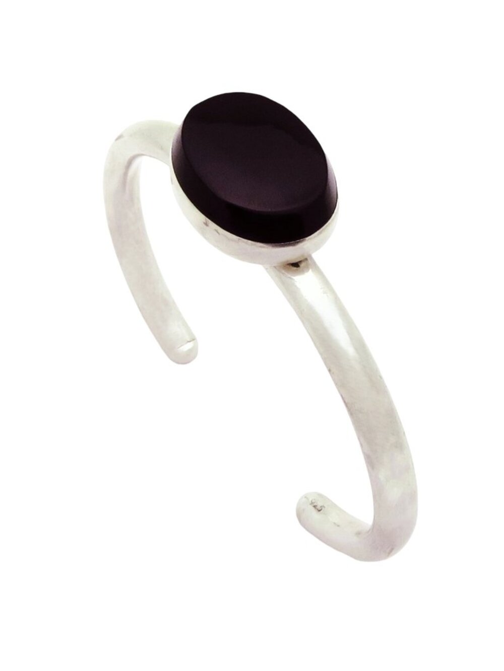 Vintage 925 Sterling Silver Navajo Black Onyx Cuff Bracelet